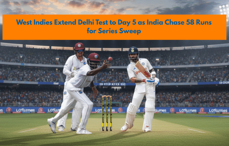 Cricket players celebrating a successful run at a packed stadium.