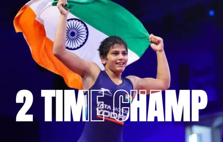 Antim Panghal World Wrestling Championships Medal